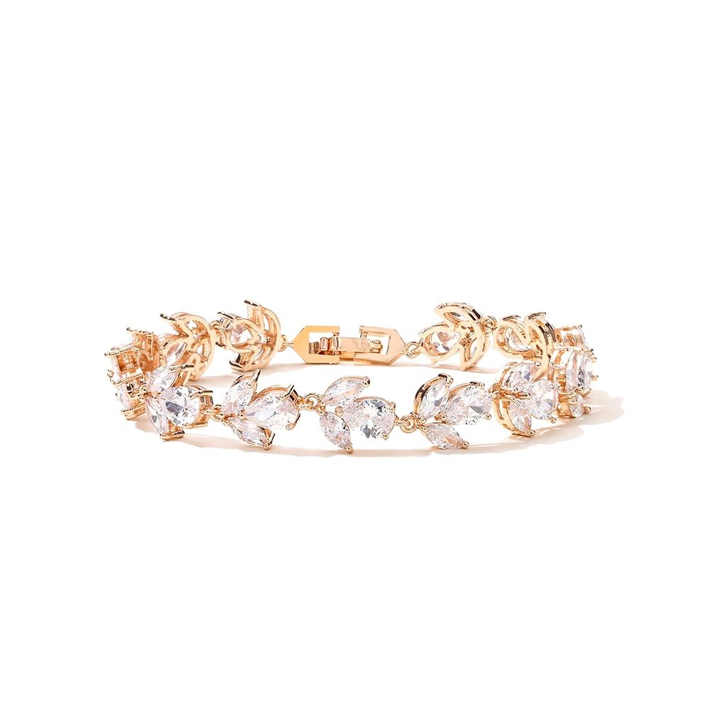 Franse stijl goudkleurige armband met zirkonia kristallen