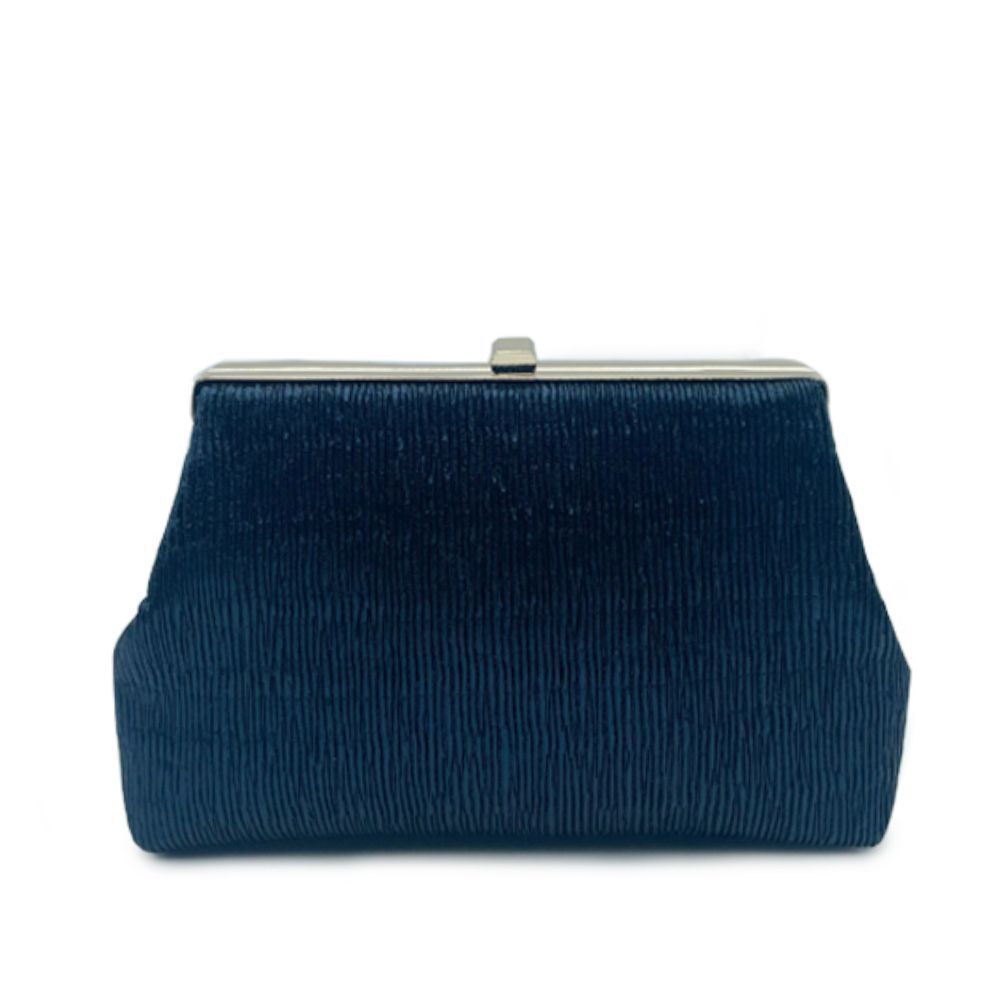 Navy blauwe vintage clutch met leather look