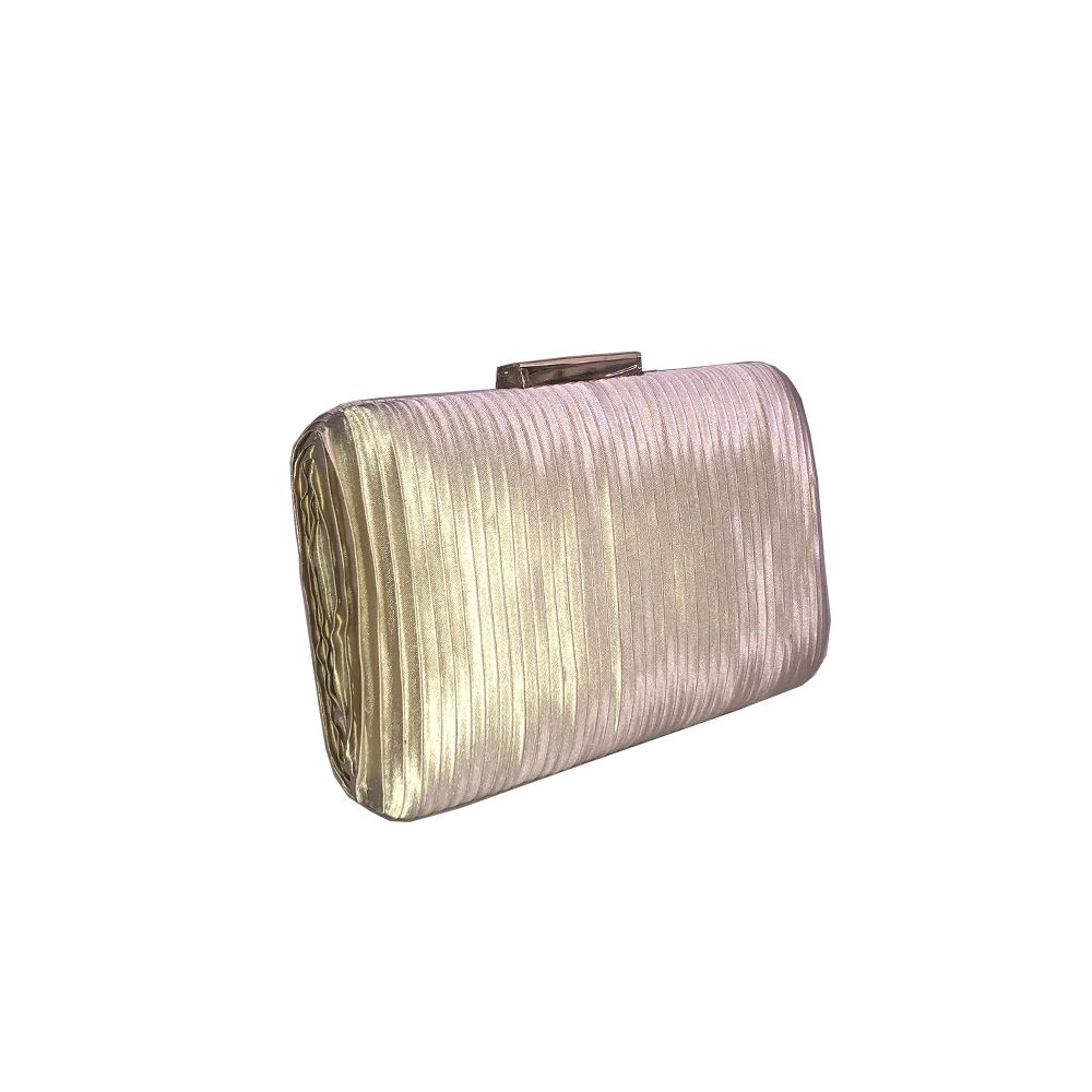 Blush roze Avond clutch met een ribfluweel look, zijaanzicht