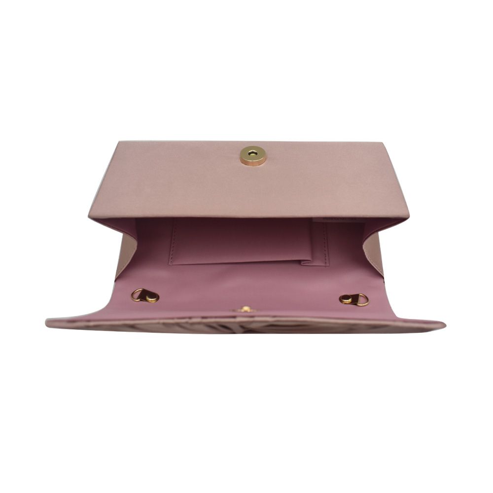 Roze Envelop avondtas met twist sluitklep, open stand