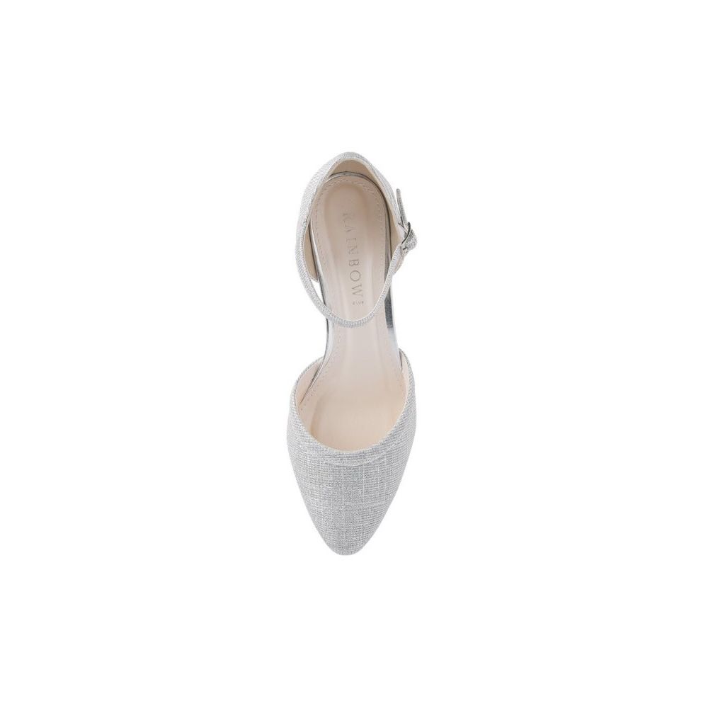 Boven aanzicht van de Zilverkleurige Metallic schoen met middelhoge blokhak van 5cm