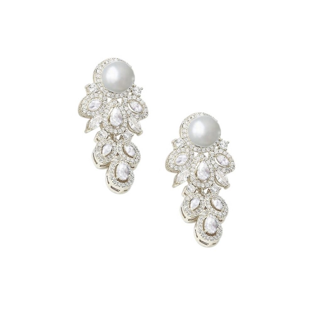 Starlet style parel oorbellen met zirkonia kristallen