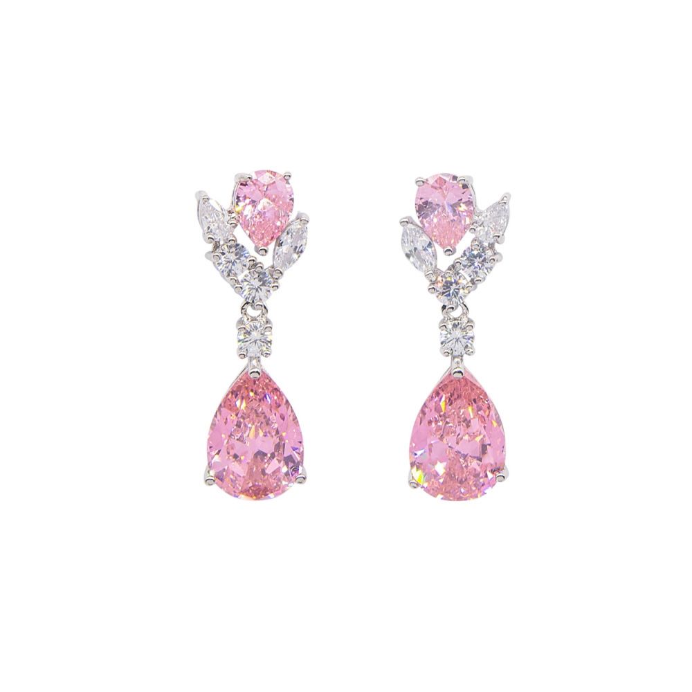 Starlet oorbellen met roze kristal en zirkonia afwerking