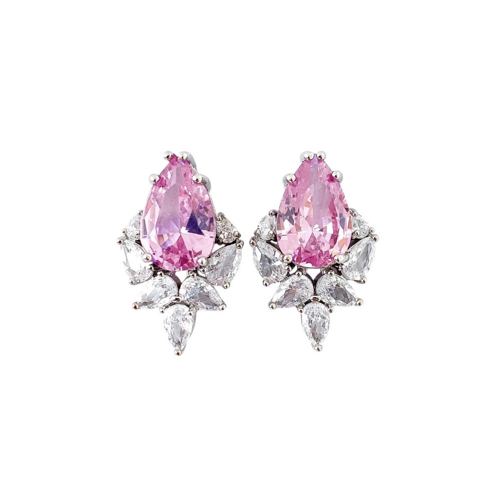 Statement oorbellen met blush roze kristallen
