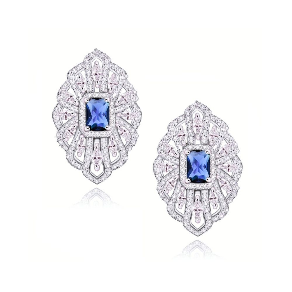 Vintage style oorbellen met saffierblauwe kristal