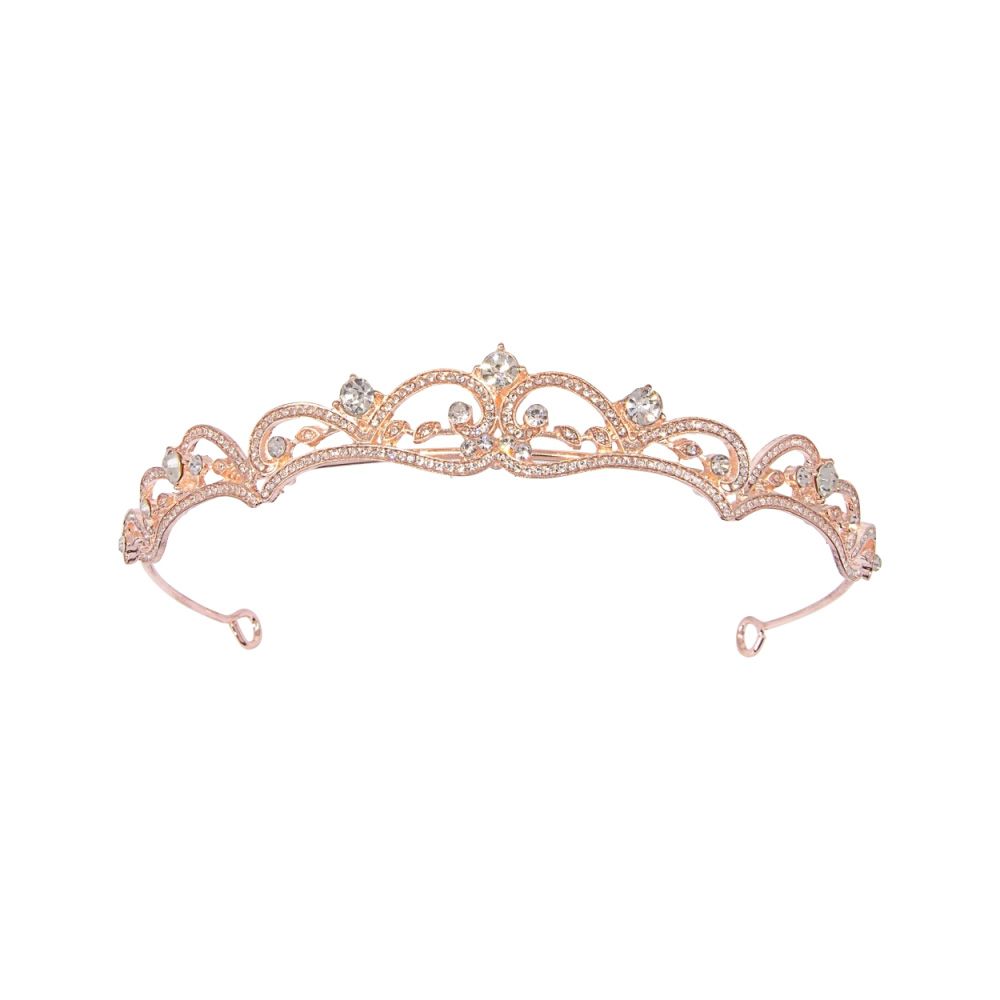 Rose gouden Kristallen tiara met Zirkonia steentjes