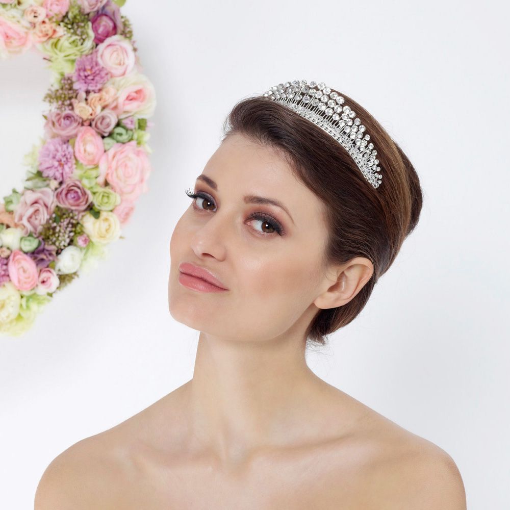 Bruidsdiadeem met drie rijen strass stenen