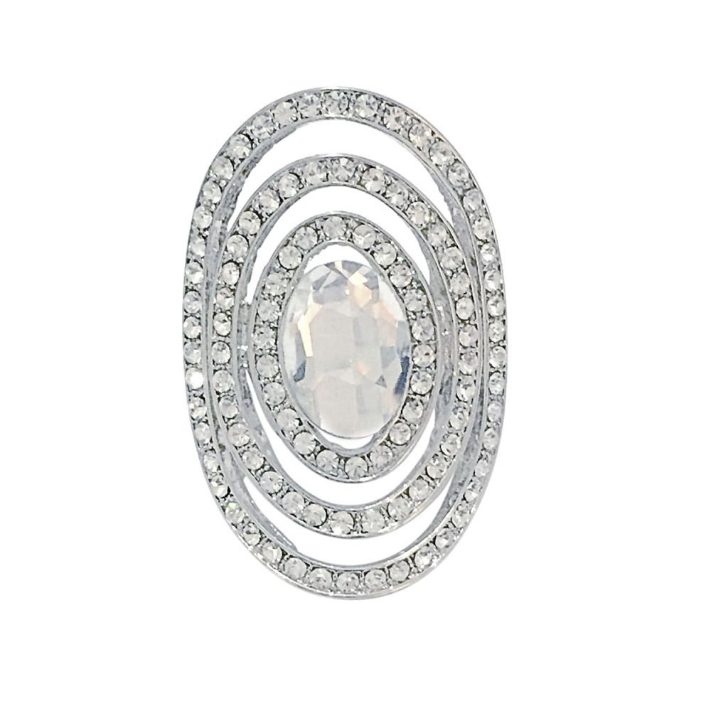 Ovale glamour ring met helder kristal en zirkonia steentjes