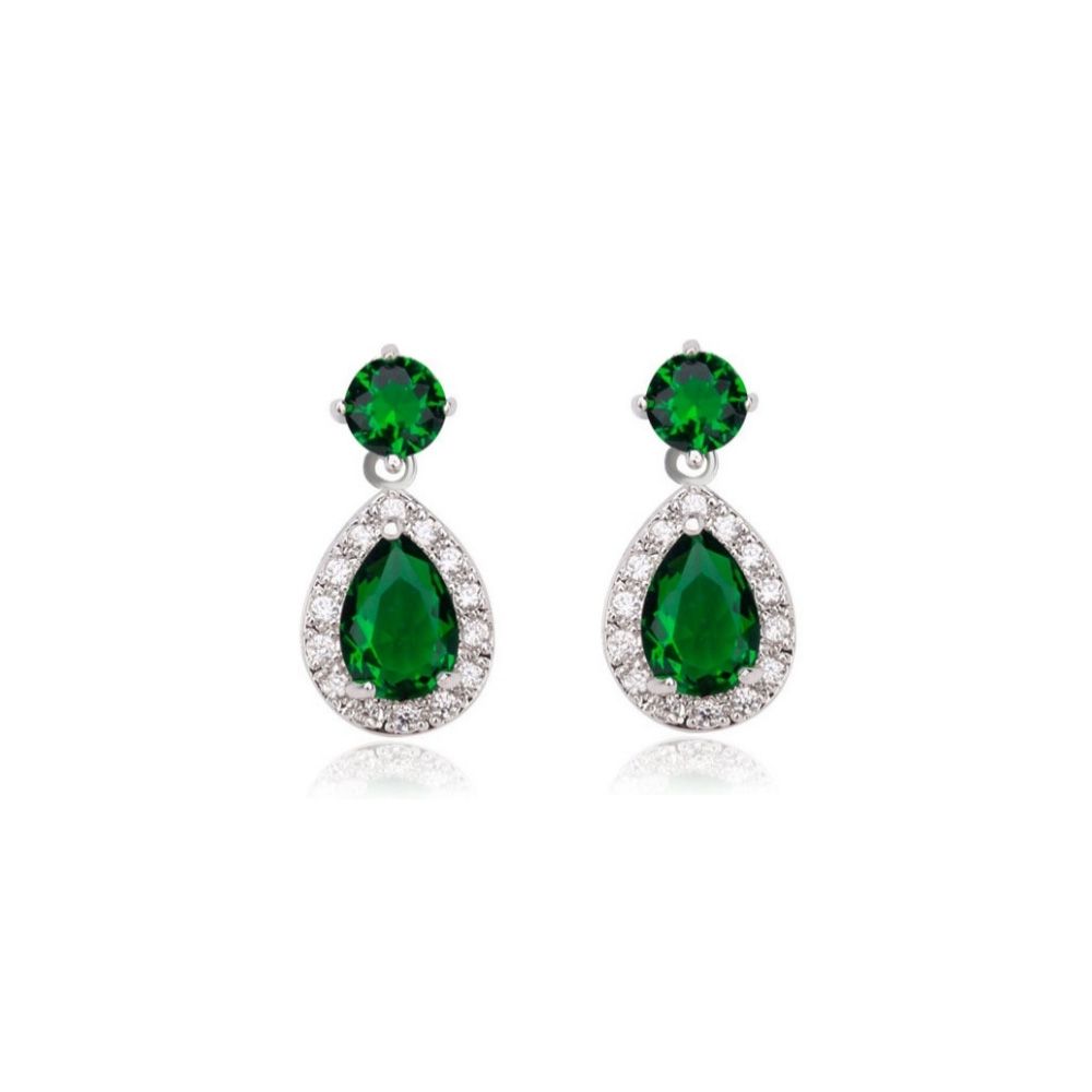 Sieraden set met peervormige hangers en groen zirkonia