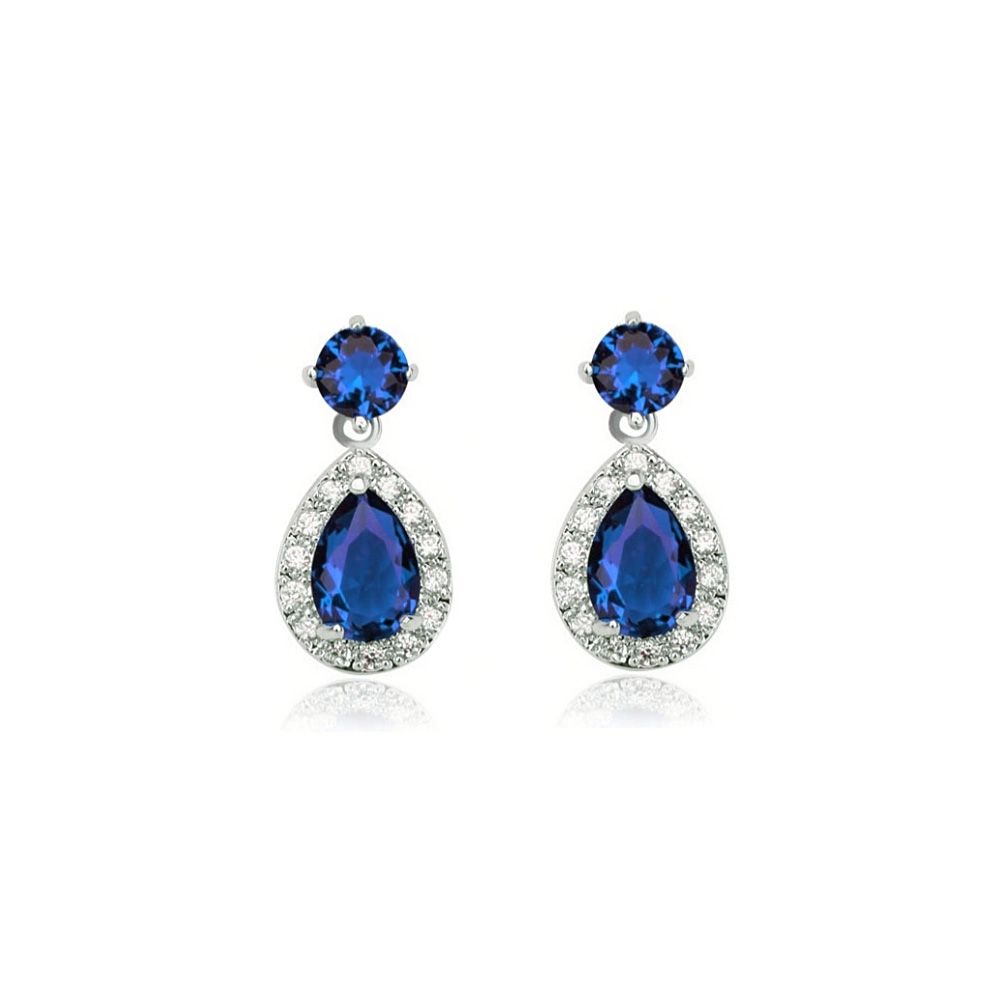 Sprankelende sieraden set met saffierblauwe zirkonia kristallen