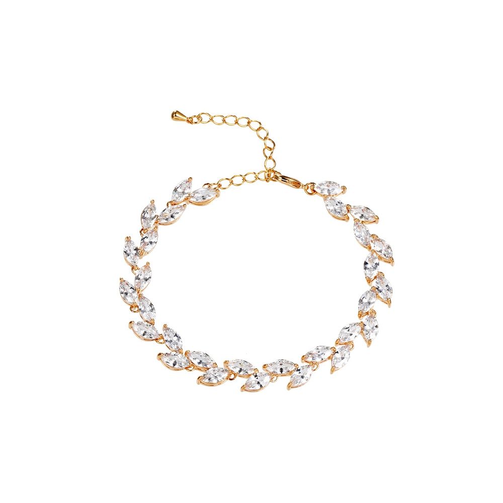Chique armband met zirkonia kristallen in blaadjes vorm
