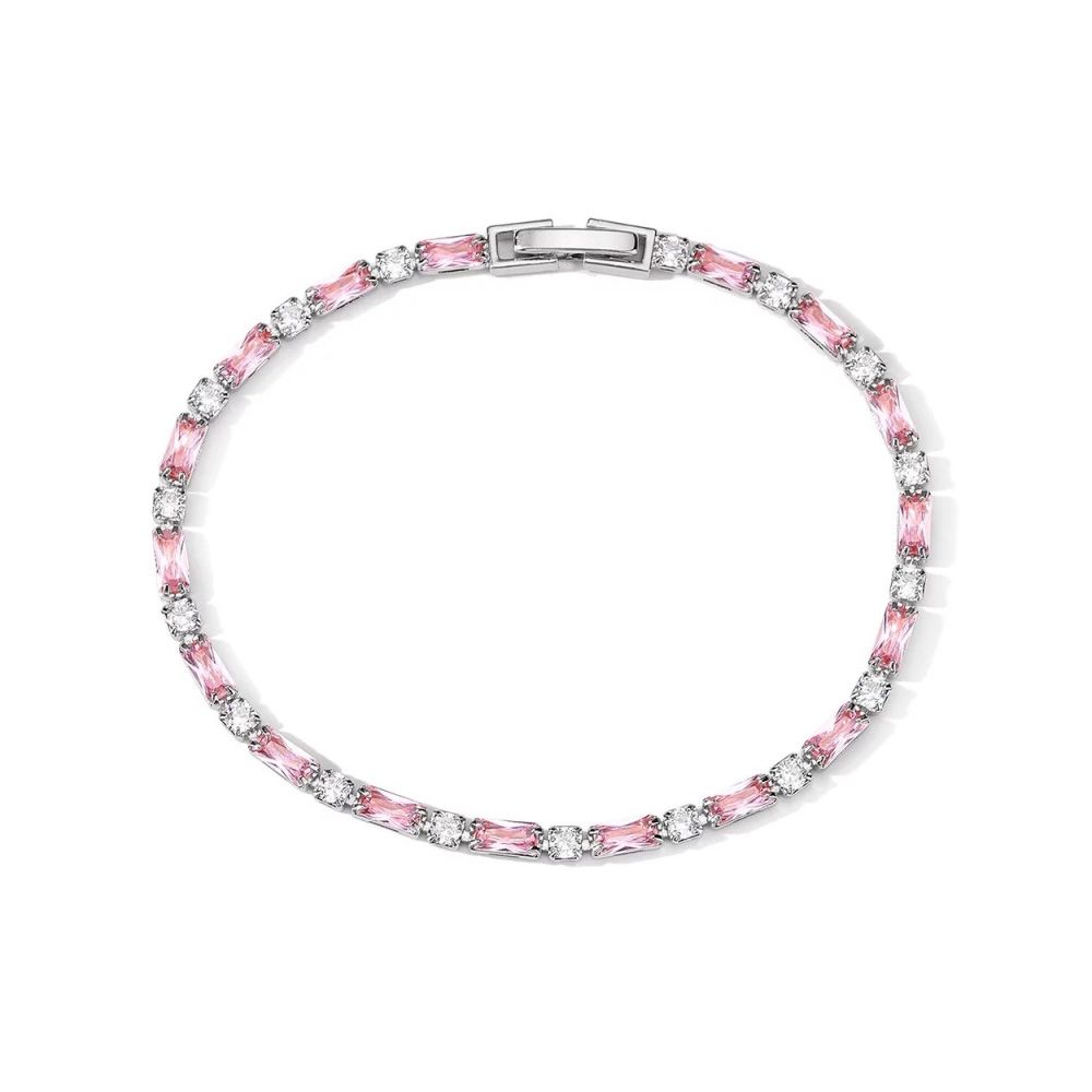 Schakelarmband zirkonia en geslepen kristallen