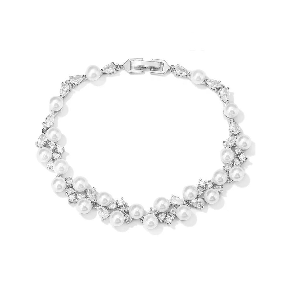 Armband met parels en zirkonia kristallen