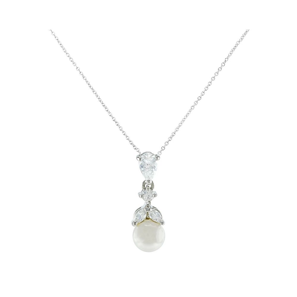 Ketting van de Markies style sieraden set met parels en zirkonia kristallen
