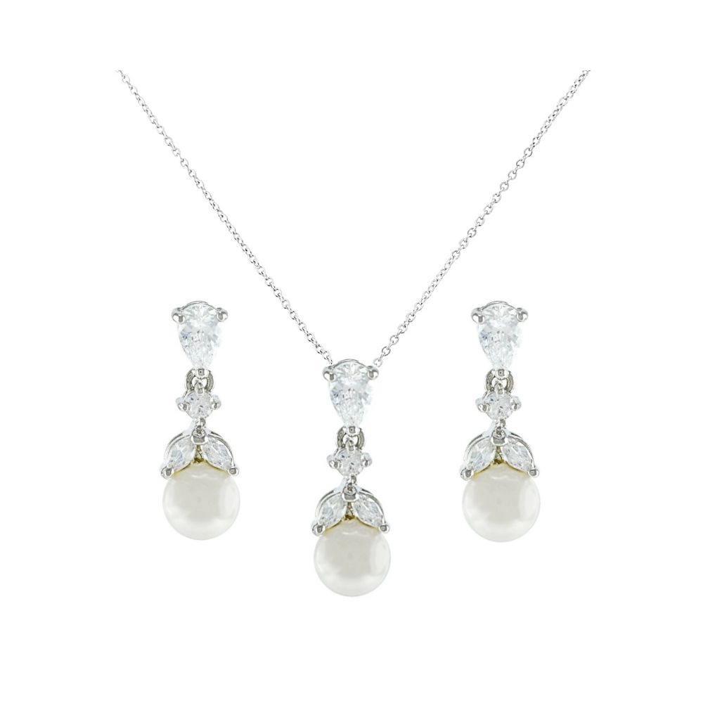 Markies style sieraden set met parels en zirkonia kristallen