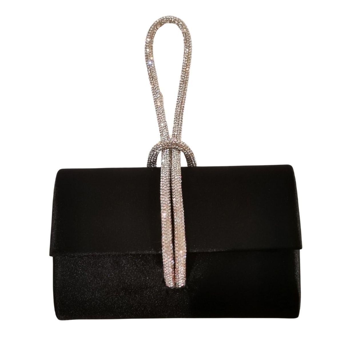 Zwarte Avond clutch met sprankelend handvat