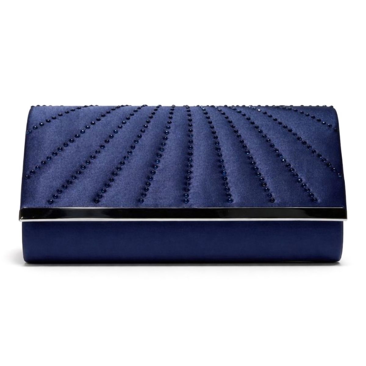 Navy blauwe Envelop clutch met schuine rijen kralen