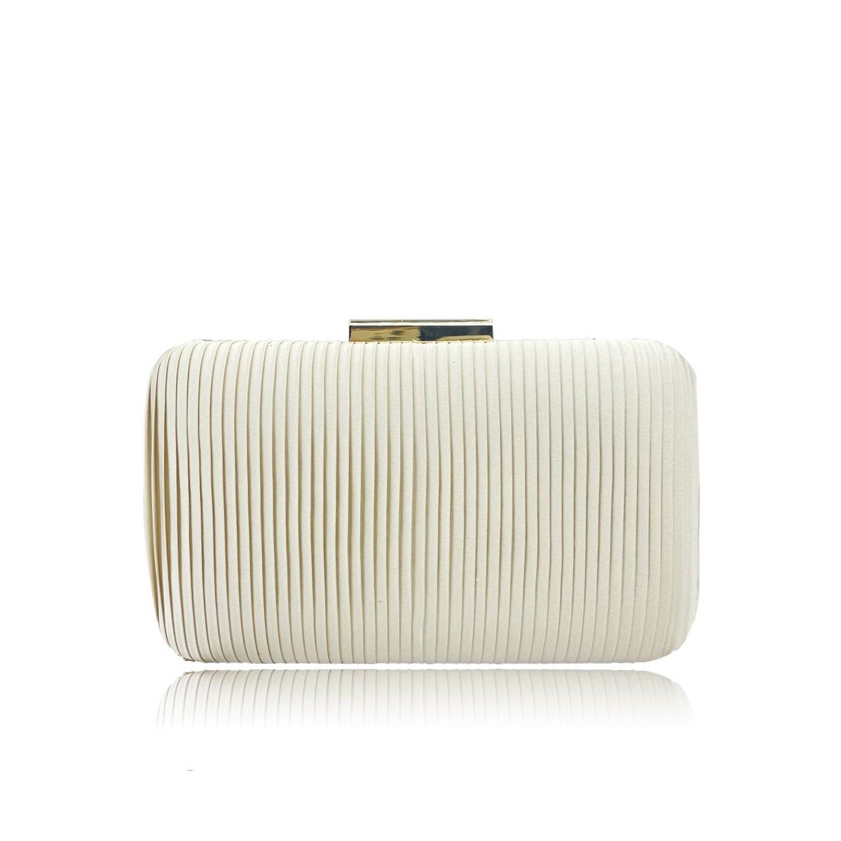 Champagnekleur Avond clutch met een ribfluweel look