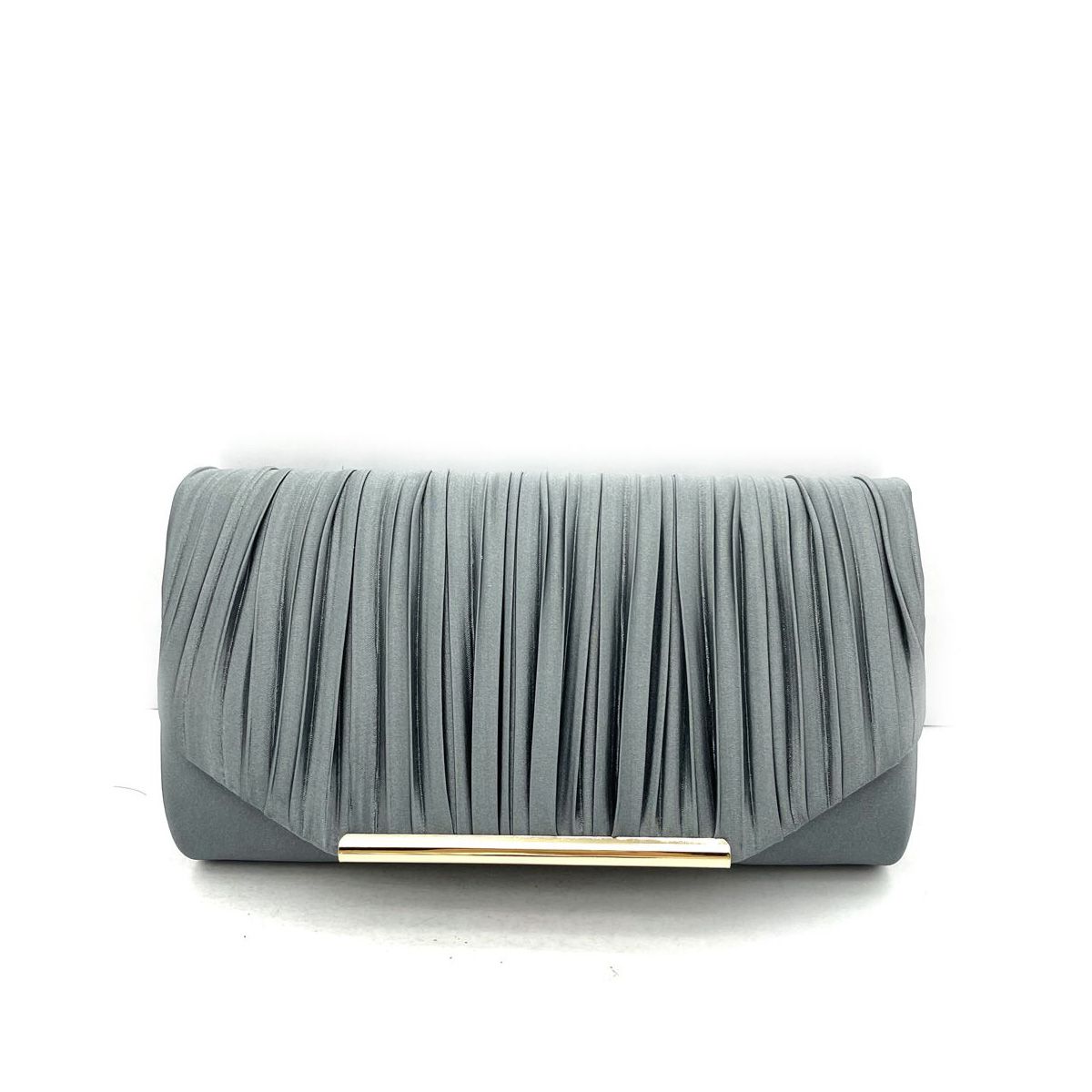 Pewter Avondtas met geplooide envelop klep en metalen rand