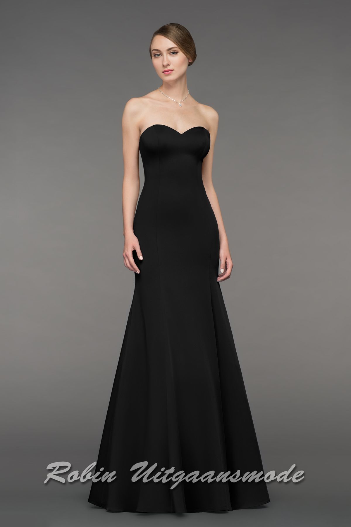 Zwarte Strapless galajurk met hartshape lijfje en zeemeerminrok