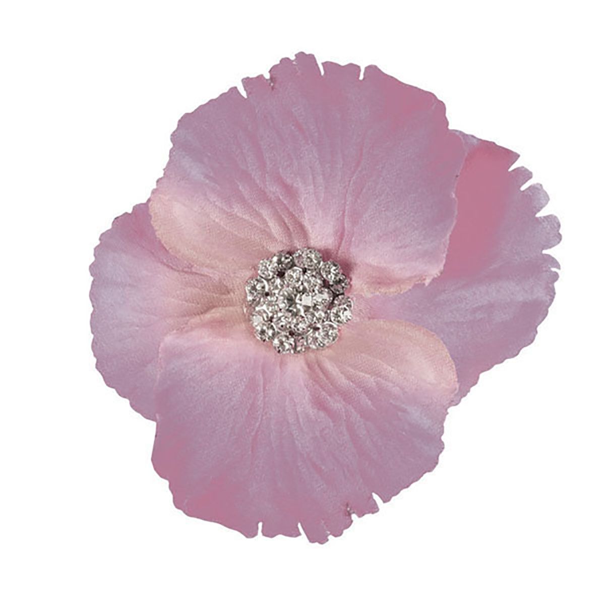 Roze bloem met swarovski steentjes voor in je bruidskapsel