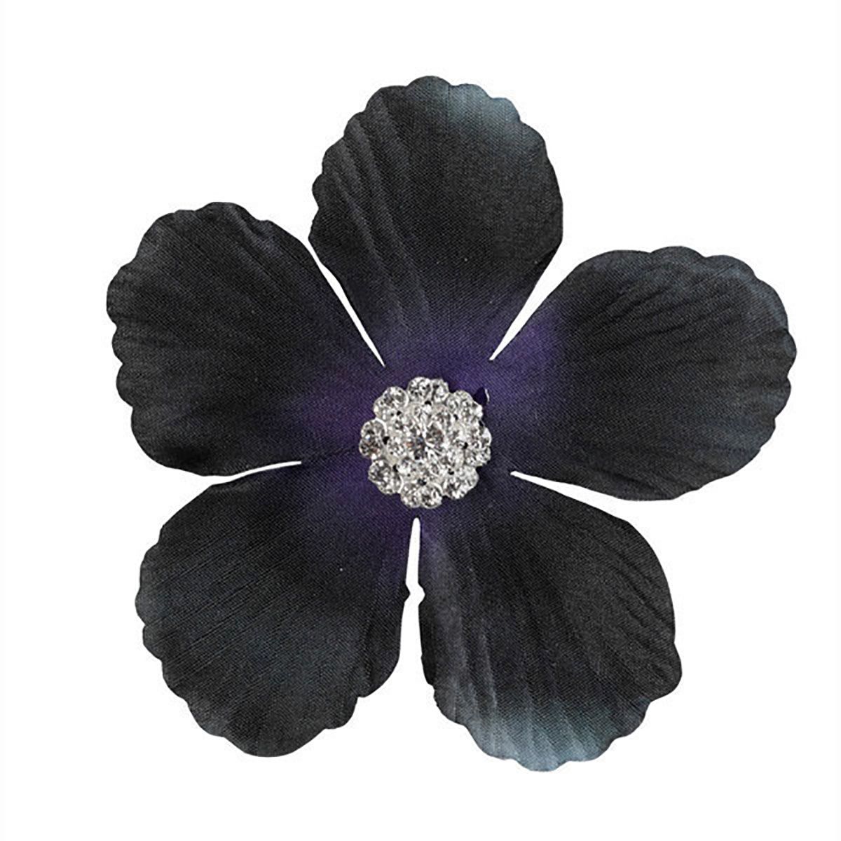 Zwarte bloem met swarovski steentjes voor in je bruidskapsel