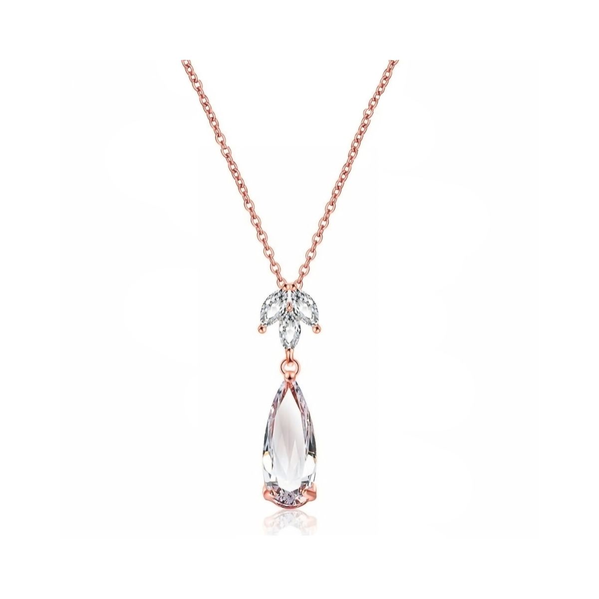 Stijlvolle roségoudkleurige ketting met zirkonia kristallen