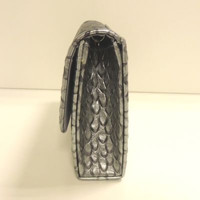 Avondclutch met metallic snakeprint, zijkant