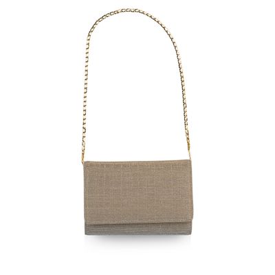 Goudkleurige kleine metallic clutch met glitter afwerking