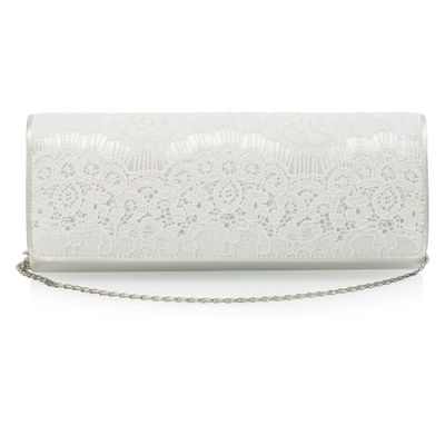 Satijnen bruidstasje met kanten envelop klep