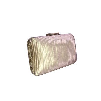Blush roze Avond clutch met een ribfluweel look, zijaanzicht