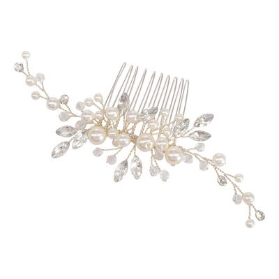 Parel haarkam met kristallen en strass steentjes