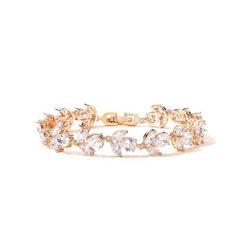Franse stijl goudkleurige armband met zirkonia kristallen