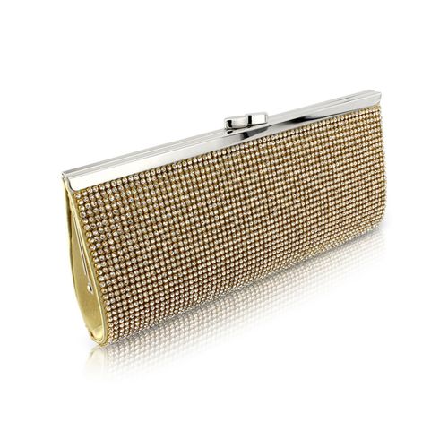 Lange clutch met goudkleurige afwerking en kristallen