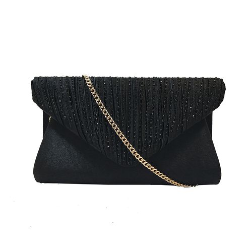 Zwarte Glamour clutch met pailletten versierde klep