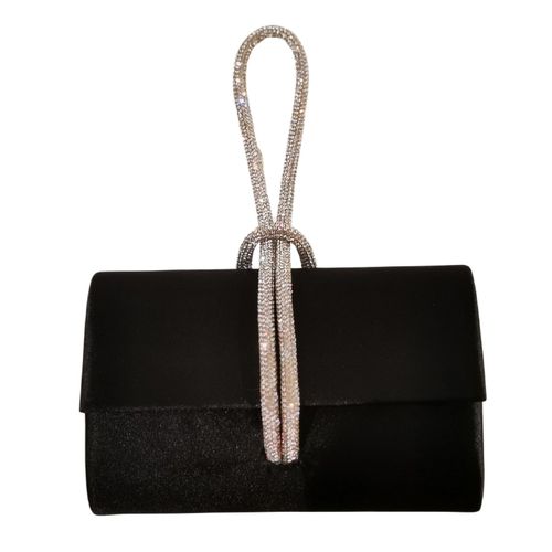 Zwarte Avond clutch met sprankelend handvat