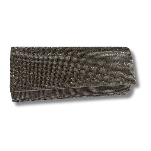 Zilverkleurige envelop clutch met schitterende steentjes