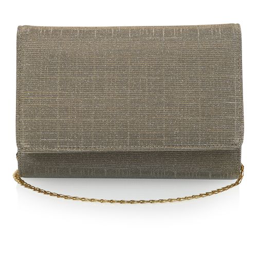 Goudkleurige kleine metallic clutch met glitter afwerking