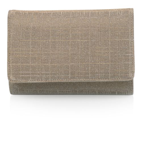 Goudkleurige kleine metallic clutch met glitter afwerking