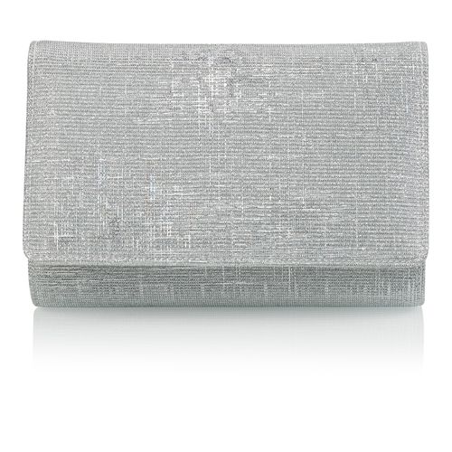 Zilverkleurige kleine metallic clutch met glitter afwerking