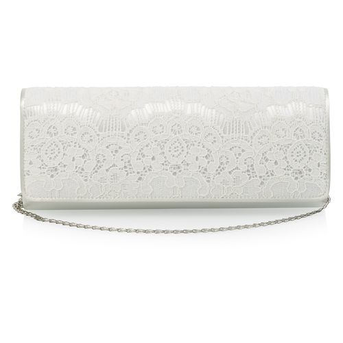 Satijnen bruidstasje met kanten envelop klep