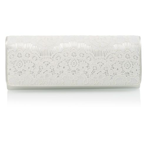 Satijnen bruidstasje met kanten envelop klep