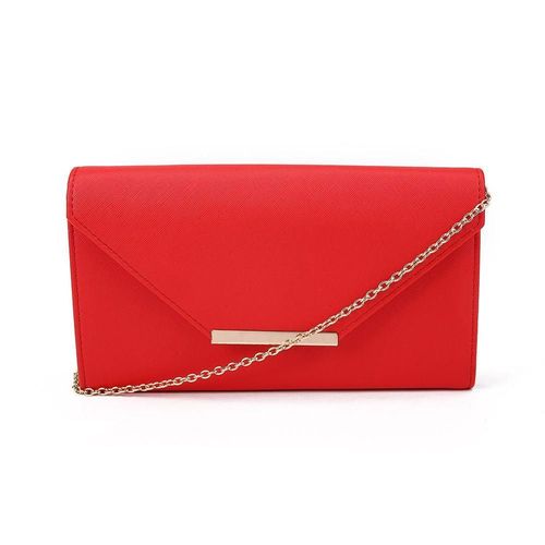Rood enveloptasje met goudkleurige sluiting en ketting