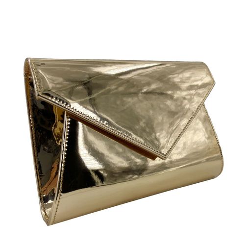 Rosé goudkleurige metallic envelop clutch