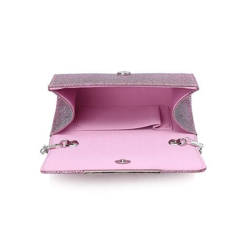 Openstaande Roze Mini glitter tasje met magnetische klepsluiting