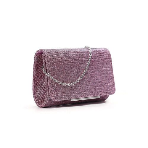 Zijaanzicht Roze Mini glitter tasje met magnetische klepsluiting