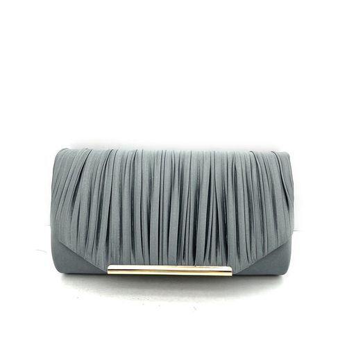 Pewter Avondtas met geplooide envelop klep en metalen rand