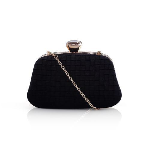 Zwarte Fluweel clutch met diamant style sluiting