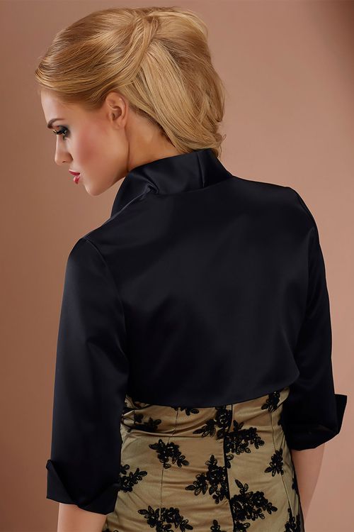 Zwart bolero jasje van Taft met driekwart mouw, achterkant