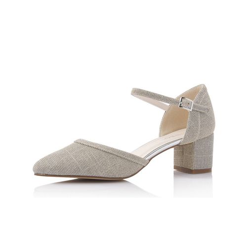 Goudkleurige Metallic schoen met middelhoge blokhak van 5cm